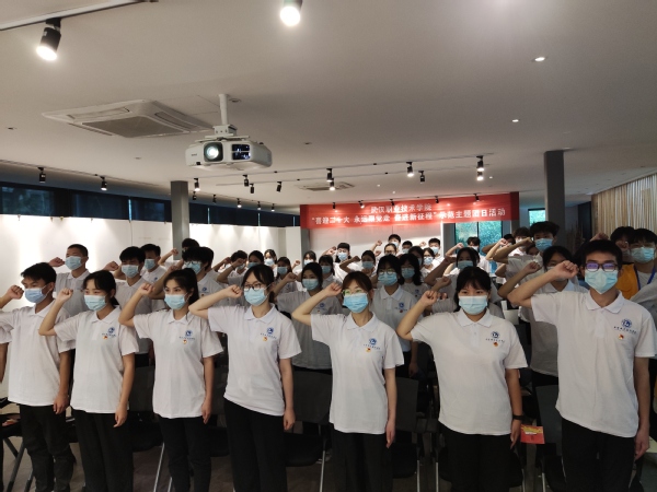 全体青年团员面向团旗庄严宣誓